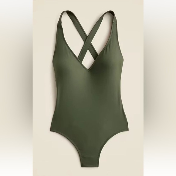 J. Crew Other - NWT J. Crew Green High Support Cross Back‎ One Piece Swimsuit Womens Size 14
